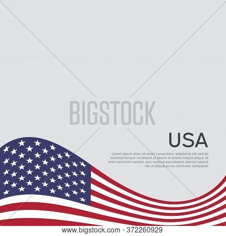 Abstract Waving Usa Flag. Creative Background For American Patriotic Holiday Design. National Usa Po