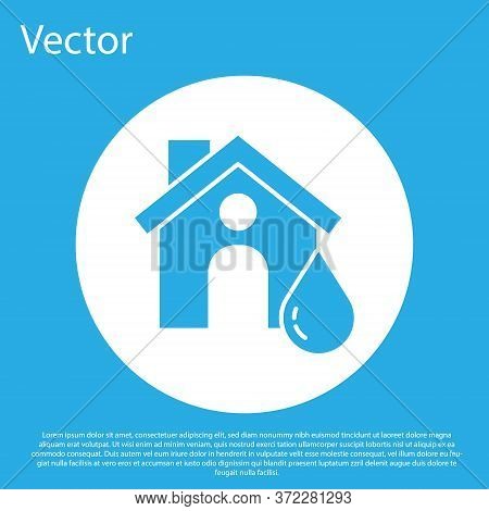 Blue House Flood Icon Isolated On Blue Background. Home Flooding Under Water. Insurance Concept. Sec