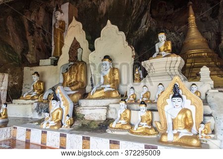 Buddha Statues In Yathaypyan Cave Near Hpa An, Myanmar