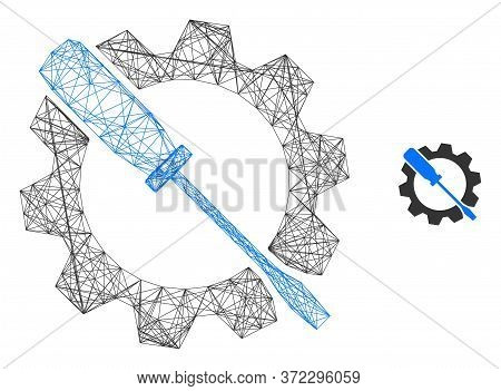 Web Net Wrench Tuning Vector Icon. Flat 2d Carcass Created From Wrench Tuning Pictogram. Abstract Ca