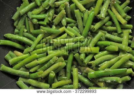 Stringed Beans Are Fried In A Pan