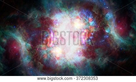 Hubble Views Galaxy And Nebula. Elements Of This Image Furnished By Nasa.