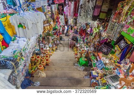 Mt Popa, Myanmar - December 8, 2016: Trinket And Souvenir Sellers At The Stairway To Mt Popa, Myanma