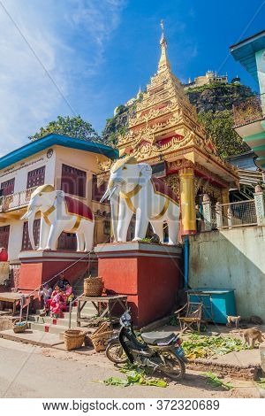 Mt Popa, Myanmar - December 8, 2016: Entrance To Taung Kalat Monastery On Mt. Popa, Myanmar