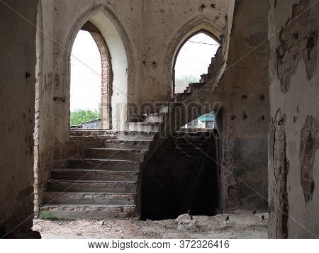 Ruins Of The Ancient Lutheran Church In Saratov, Russia. The Building In 1907 Was Built By The Germa