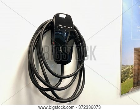 Tampa, Fl/usa-5/31/20: A Tesla Car Charger At The Tesla Dealership In Tampa, Fl.  Tesla, Inc. Is An 