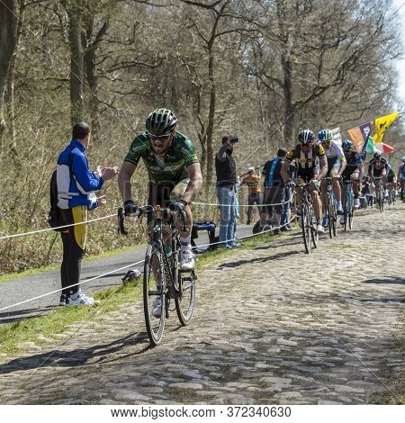 Wallers,france - April 12,2015: The French Cyclist Morgan Lamoisson Of Europcar Team Riding In The P