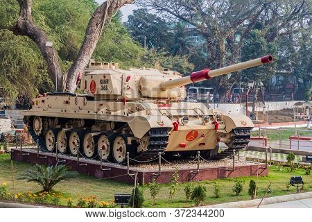 Guwahati, India - January 31, 2017: Vijayanta Main Battle Tank At Dighalipukhuri War Memorial In Guw