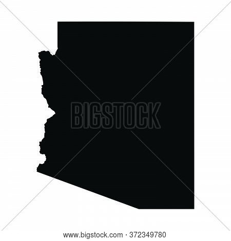 Arizona Az State Map Usa. Black Silhouette And Outline Isolated Maps On A White Background. Eps Vect
