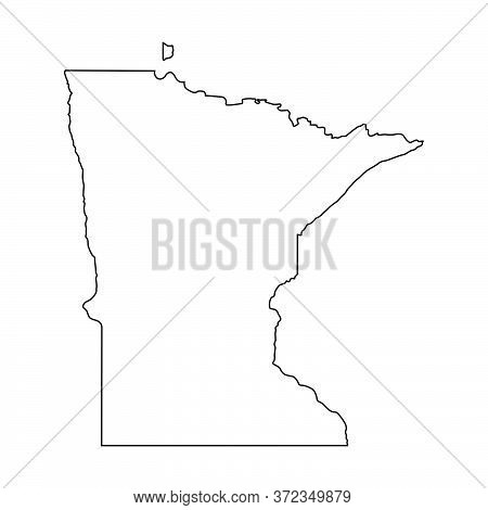 Minnesota Mn State Maps. Black Silhouette And Outline Isolated On A White Background. Eps Vector