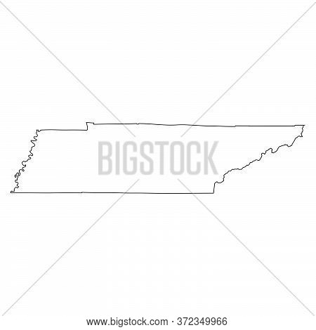 Tennessee Tn State Map Usa. Black Silhouette And Outline Isolated Maps On A White Background. Eps Ve