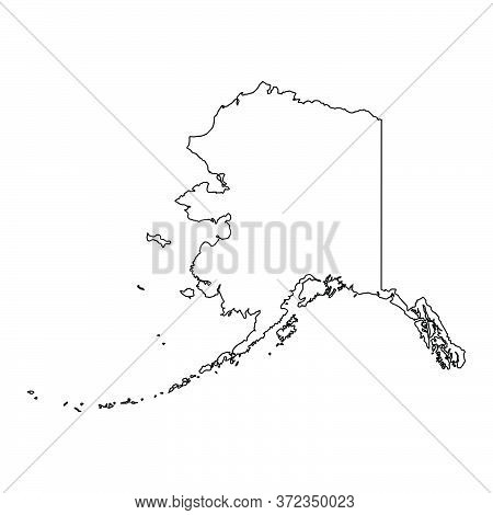 Juneau Alaska Ak State Map Usa With Capital Star. Black Silhouette And Outline Isolated Maps On A Wh