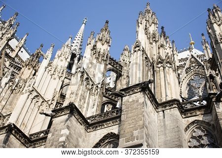 German People And Foreign Travelers Travel Visit And Respect Praying God At Cologne Cathedral Or Hoh