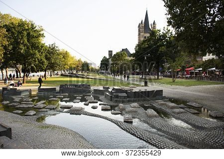 German People And Foreign Travelers Travel Visit And Rest Relax In Rhine Garden Or Rheingarten Near