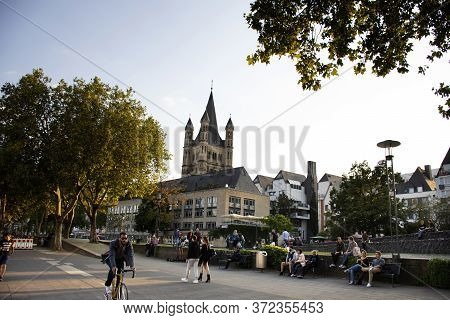 German People And Foreign Travelers Travel Visit And Rest Relax In Rhine Garden Or Rheingarten Near