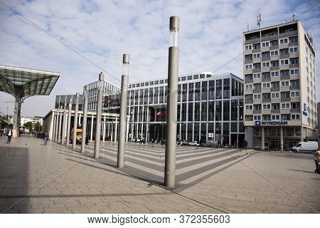 German And Foreigner Travelers Walking Near Koln Or Kolne Central Hauptbahnhof Railway Station With