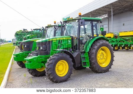 Kyiv, Ukraine - June 16, 2020: The Powerful Tractor John Deer At Kyiv, Ukraine On June 16, 2020