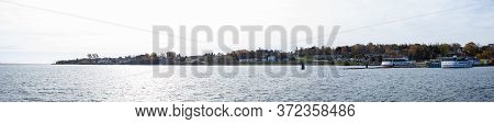 St. Ignace, Michigan, Usa, During Autumn, With Ferry At Dock