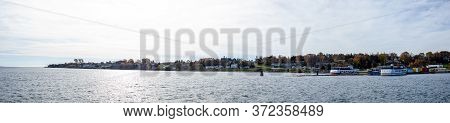 St. Ignace, Michigan, Usa, During Autumn, With Ferry At Dock