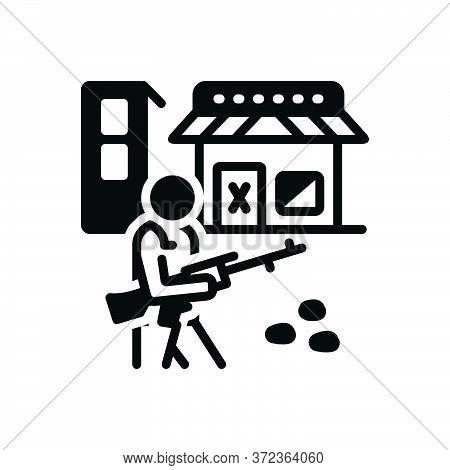 Black Solid Icon For Curfew Soldier Gun Army Defense Rifle Terrorism