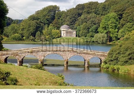 Pantheon At Stourhead Estate In English Country Side