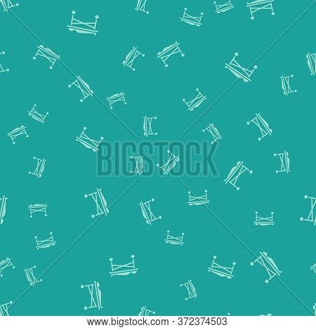 Green Dead Body In The Morgue Icon Isolated Seamless Pattern On Green Background. Vector