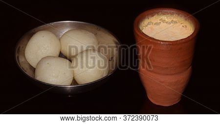 Bengali Traditional Sweets Rosogulla Or Rasgulla (sweet Cottage Cheese Balls ) Combined With Misti D