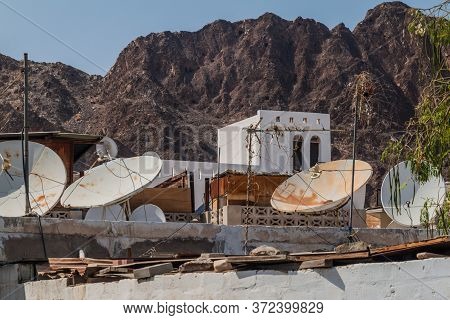 Satellite Dishes In Muttrah Neighborhood In Muscat, Oman