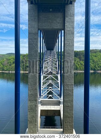 The Zdakov Bridge Is A Steel Arch Bridge That Spans The Vltava River,czech Republic. At The Time Of 