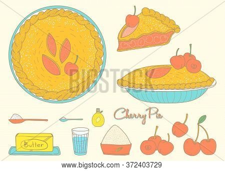 Home Cooking Cherry Pie, Sketching Art In A Retro Style