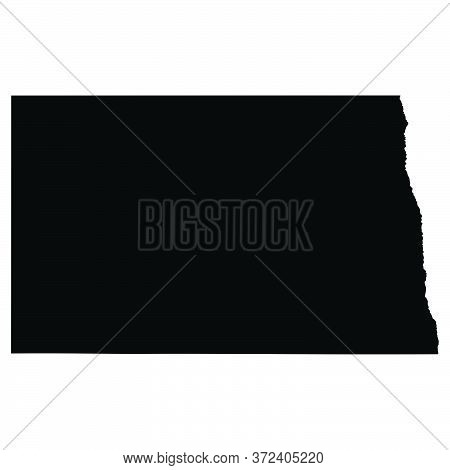 North Dakota Nd State Maps. Black Silhouette And Outline Isolated On A White Background. Eps Vector