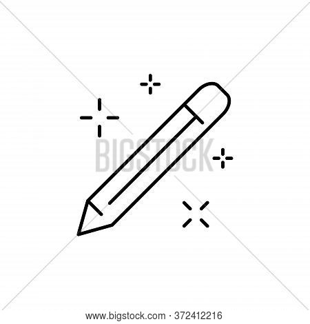 Pencil Line Icon On The White Background.