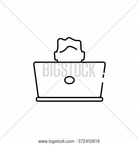 Man With Laptop Line Icon On The White Background