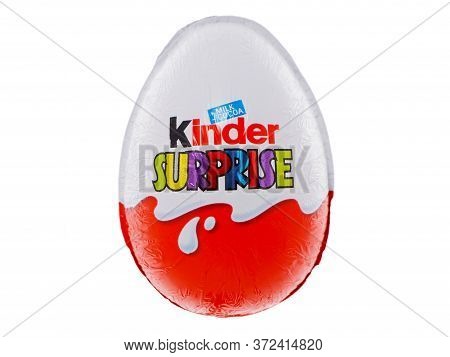 Bucharest, Romania - February 24, 2016. Kinder Surprise Chocolate Egg With A Small Toy For Children,