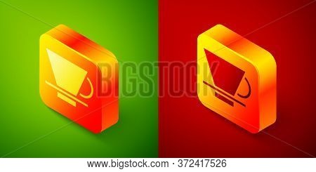 Isometric V60 Coffee Maker Icon Isolated On Green And Red Background. Square Button. Vector Illustra