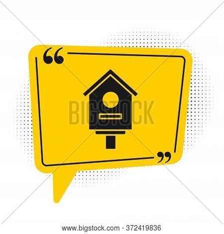 Black Bird House Icon Isolated On White Background. Nesting Box Birdhouse, Homemade Building For Bir