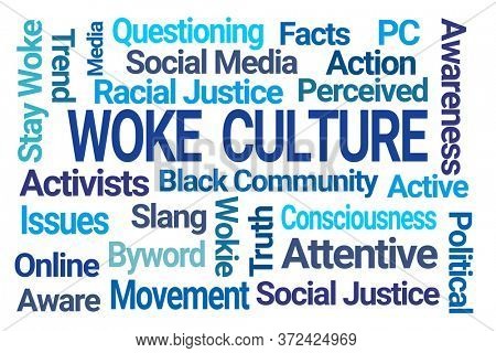 Woke Culture Word Cloud on White Background
