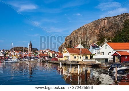 View To The City Fjaellbacka In Sweden.