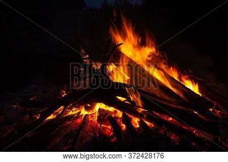 Midsummer Holidays Festival Symbol Fire Place, Traditional In Latvia Calling Ligo Evening