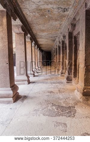 Ellora, India - February 7, 2017: Archways At Kailasa Temple In Ellora, Maharasthra State, India