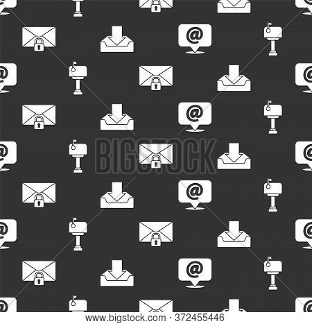 Set Mail And E-mail On Speech Bubble, Mail Box, Mail Message Lock Password And Download Inbox On Sea