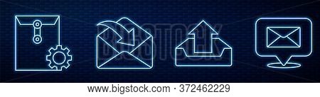 Set Line Upload Inbox, Envelope Setting, Envelope, Speech Bubble With Envelope And Download Inbox. G