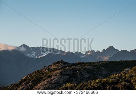 The Peak Of Monte Cinto The Highest Mountain On The French Island Of Corsica Standing At 2706 Metres