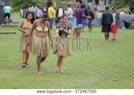 Salvador, Bahia / Brazil - May 29, 2017: Indians From Various Bahia Tribes And Ethnic Groups Camp In
