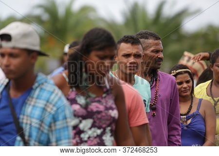 Salvador, Bahia / Brazil - May 29, 2017: Indians From Various Bahia Tribes And Ethnic Groups Camp In