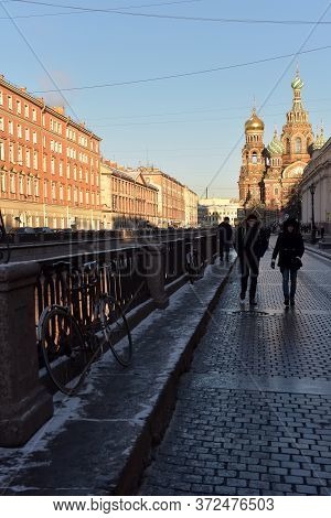 Russia, St. Petersburg, 29,12,2015 Griboedov Canal And The Savior On Blood