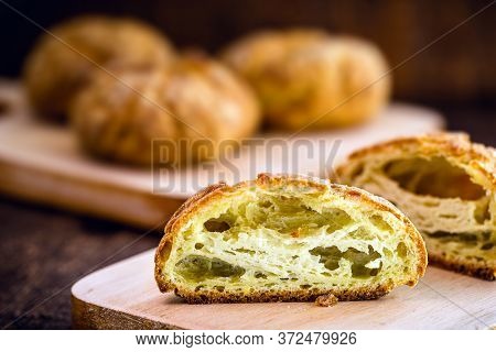 Brazilian Bread, Cut In Half. Made With Corn Flour. Brazilian Cuisine, Minas Gerais And São Paulo St