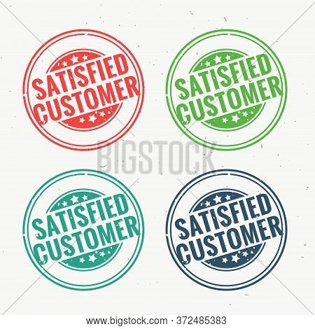 Satisfied Customer Rubber Stamp Set In Four Different Colors