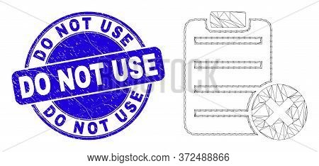 Web Mesh Delete Report Page Pictogram And Do Not Use Stamp. Blue Vector Rounded Scratched Seal Stamp