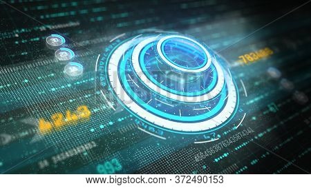 Hi-tech Graphic Futuristic User Interface Head Up Display Screen With Digital Data And Information D